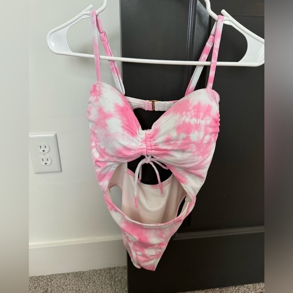 Tie-dye Pink and White One Piece Bathing Suit - Picture 1 of 2